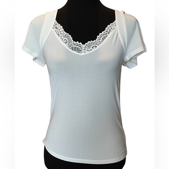 New ~ HALOGEN ~ Lace Detail Neck Top Size XXS   *Closet Staple :) - Picture 1 of 5